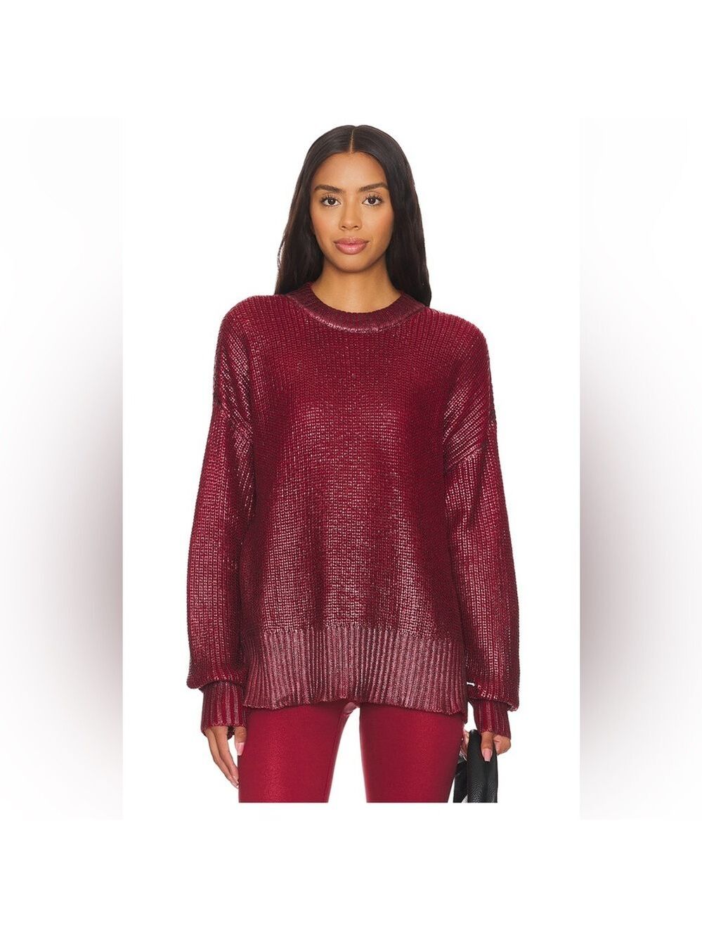 Beach Riot Callie Sweater in Merlot Shine Size Large - Picture 1 of 4